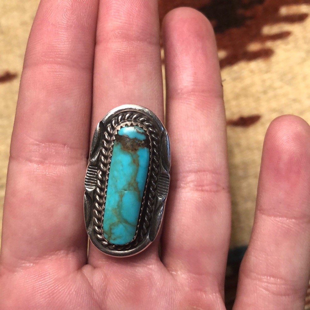 1 in. Huge turquoise and sterling ring